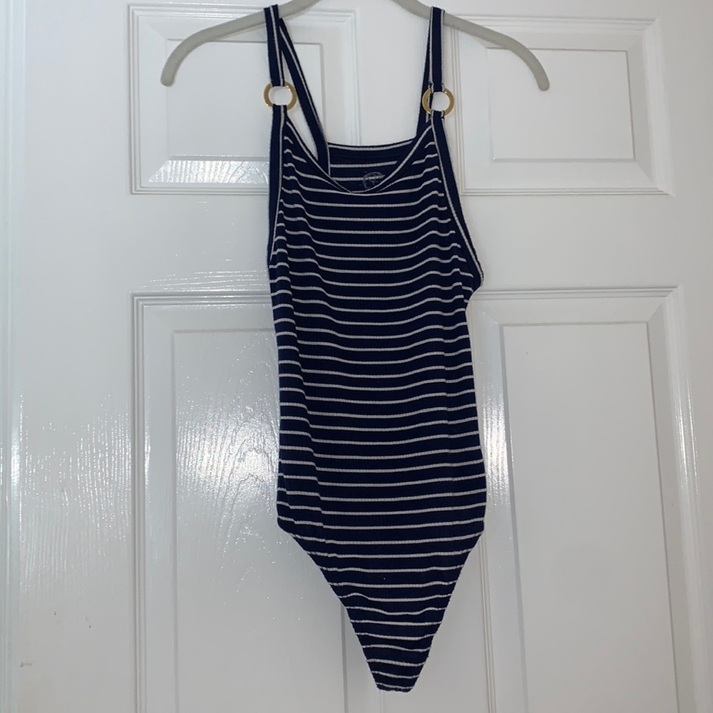 Blue Life navy blue striped bodysuit size small